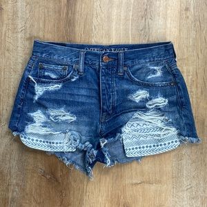 American Eagle Vintage High-Rise Festival Embroidered Shorts